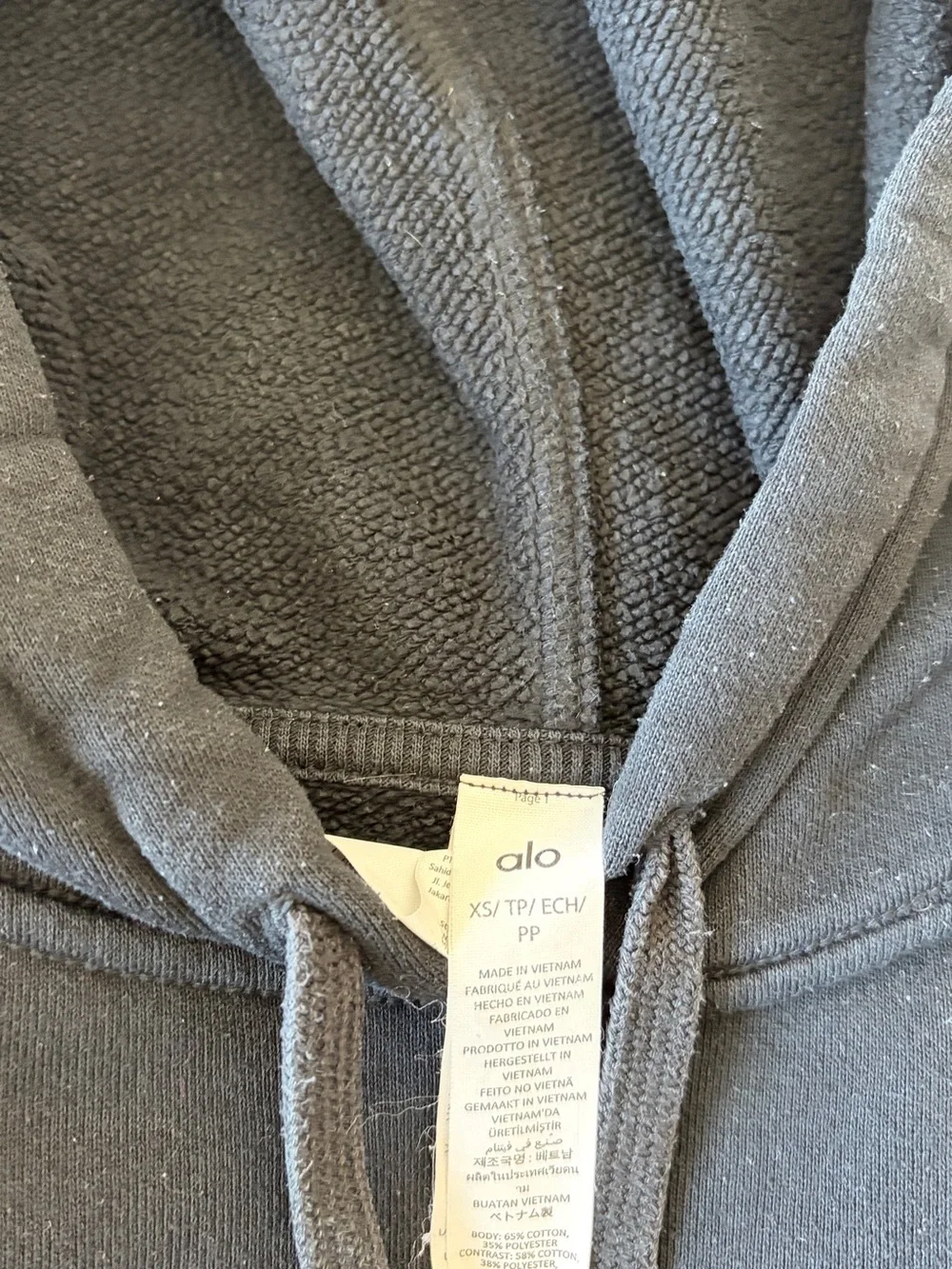 ALO Yoga Black Pullover Hoodie with White Logo